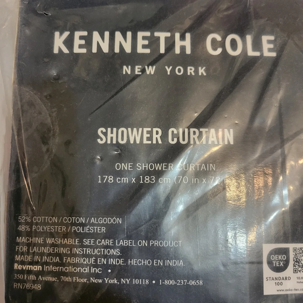 Kenneth Cole Waffle Shower Curtain White Cotton Blend 70x72 1pc